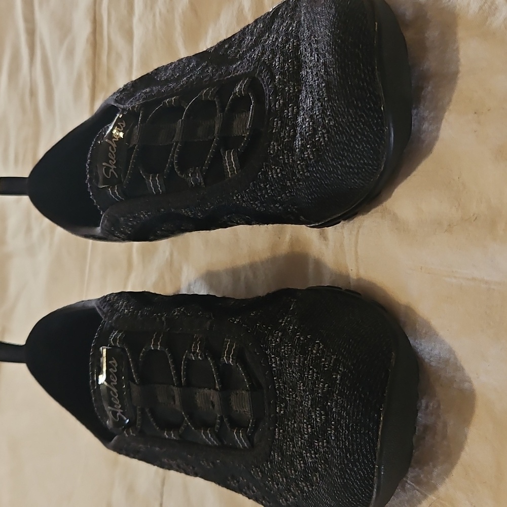 Skechers Women's Black Knit Slip-On Sneakers 7 - Picture 3 of 7